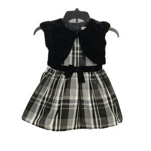 Cat & Jack Girls Dress XS (4/5) White Black Plaid